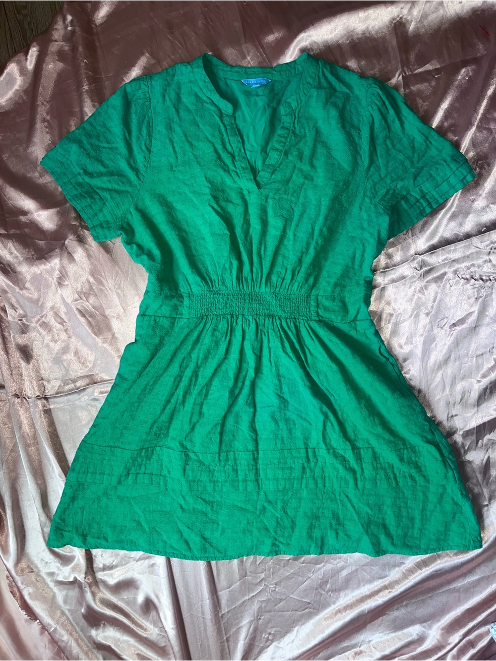 Draper James Green Short-Sleeve Mini Dress